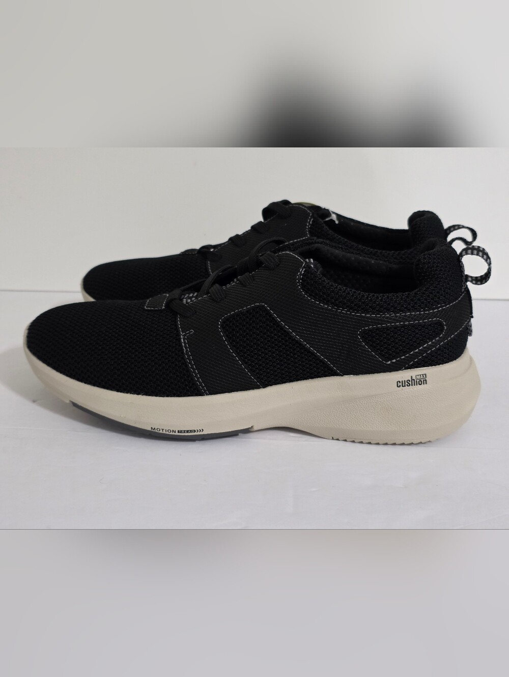 Clarks Black Mesh Lace-Up Sneakers with Cream Cushion Sole